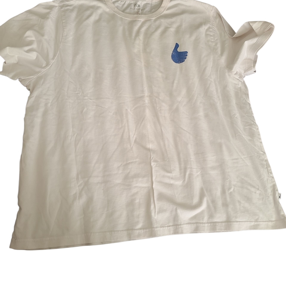 Free Assembly Men's Short Sleeve Crew Neck T-Shirt Size XL White with Blue Print